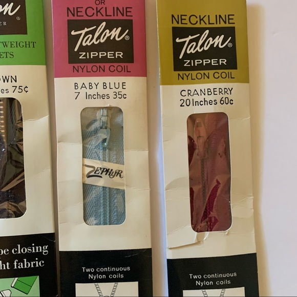 Vintage 1960s Talon/Zephyr zippers in original packaging - lot of 9 - Picture 4 of 5